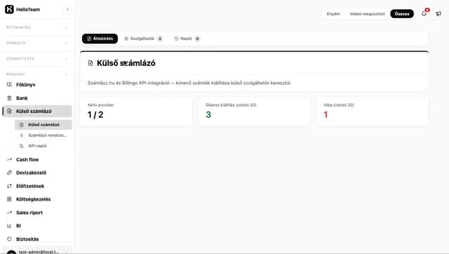 Külső számlázó bemutató